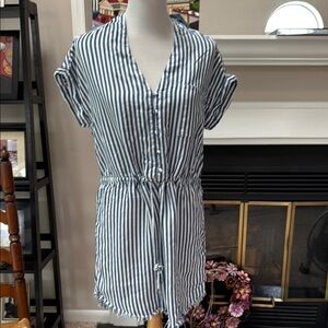 PAIGE Blue and White Striped Mini Dress